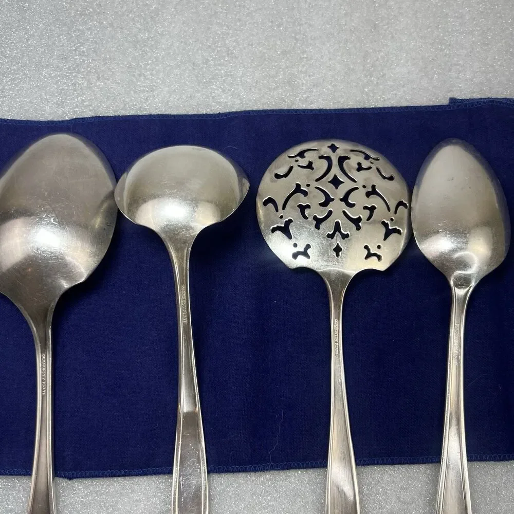 4 Oneida Community Plate Adam 1917 Serving Spoons Lot Casserole Tomato Server